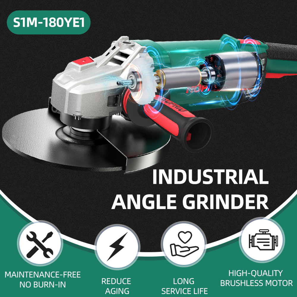 2600W 180mm CE Quality Industry China Made Big Power Corded AC Brushless Motor Angle Grinder