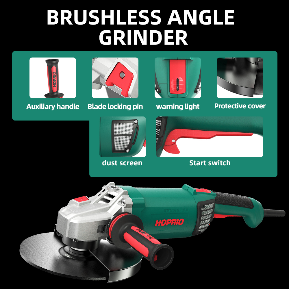 2600W 180mm CE Quality Industry China Made Big Power Corded AC Brushless Motor Angle Grinder