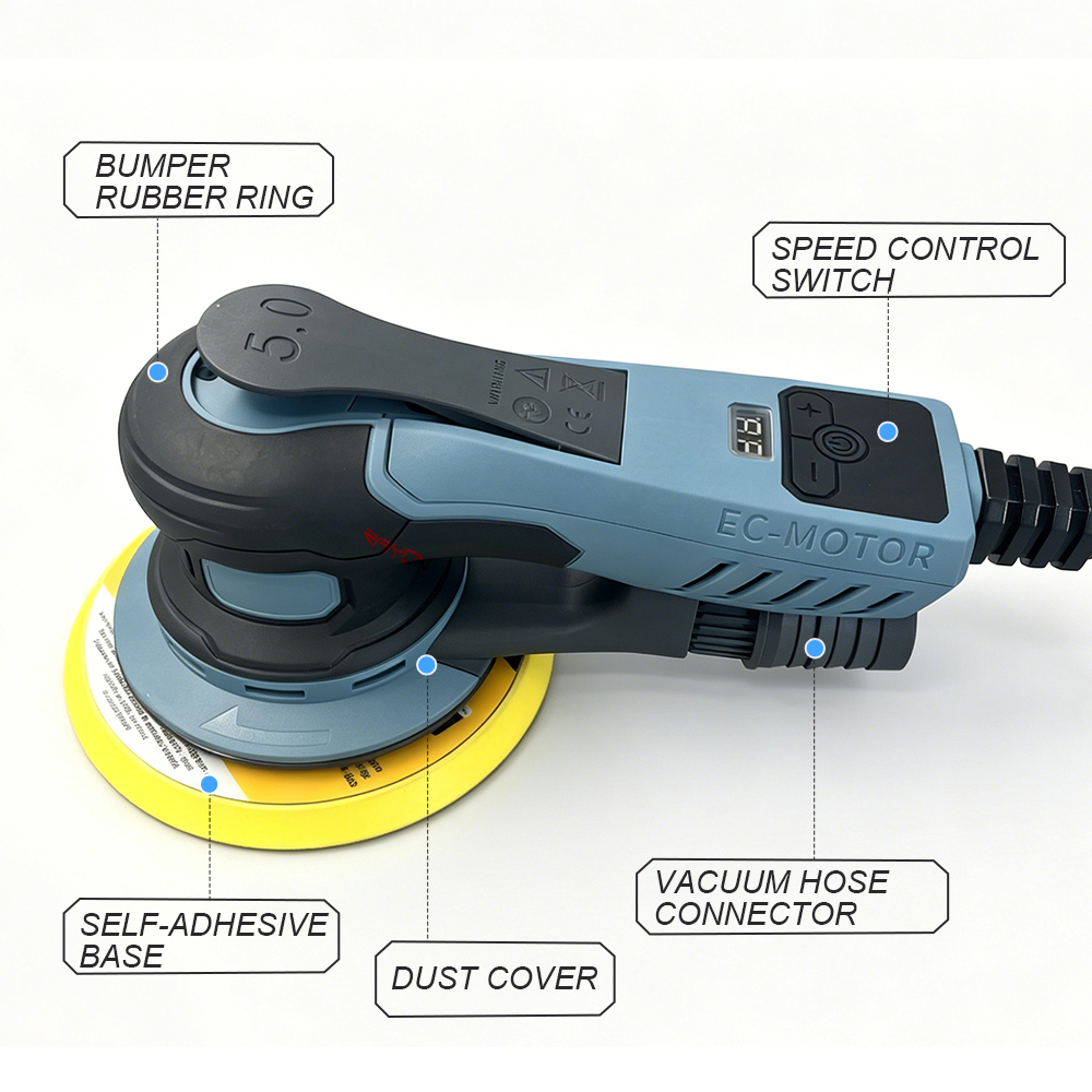 Raiyon Brushless Random Orbital Sander/Polisher – Smart Control, Dust-Free Sanding