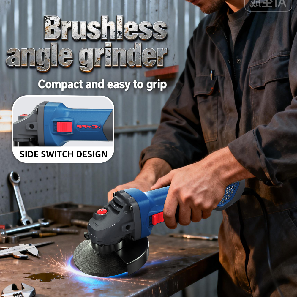 RAIYON PAG100-07310 – Penggiling Sudut Tanpa Sikat Ringkas 1200W: Ukuran Kecil, Kekuatan Cerdas